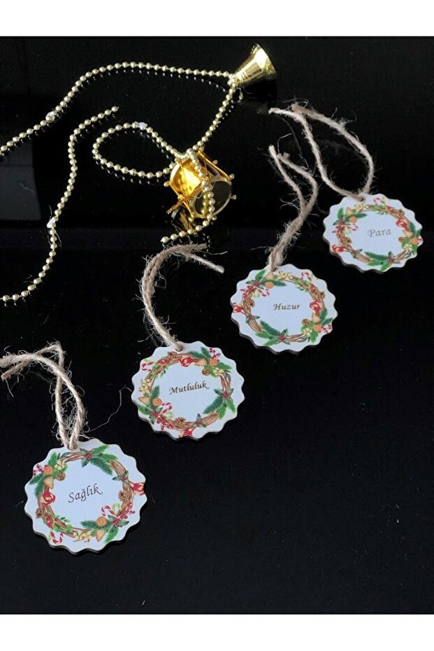 New Year's Special Patterned Money Health Peace Happiness Written Pine Tree Ornament