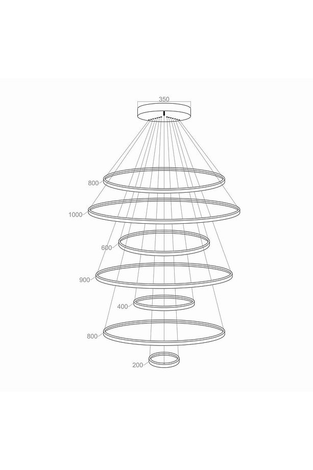 Sarkıt Led Avize Wristlet 7'li *100-90-80-80-60- 40-20 Cm Çap* Yüksek Tavanlar Için - 5