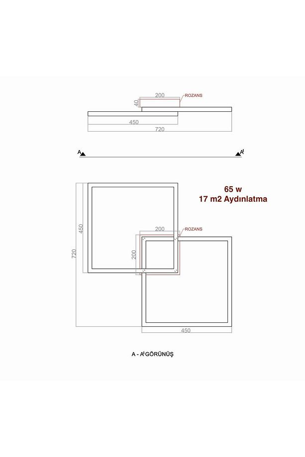 Tavan Led Avize Twinsque Plafonyer 45x45-45x45cm - 4
