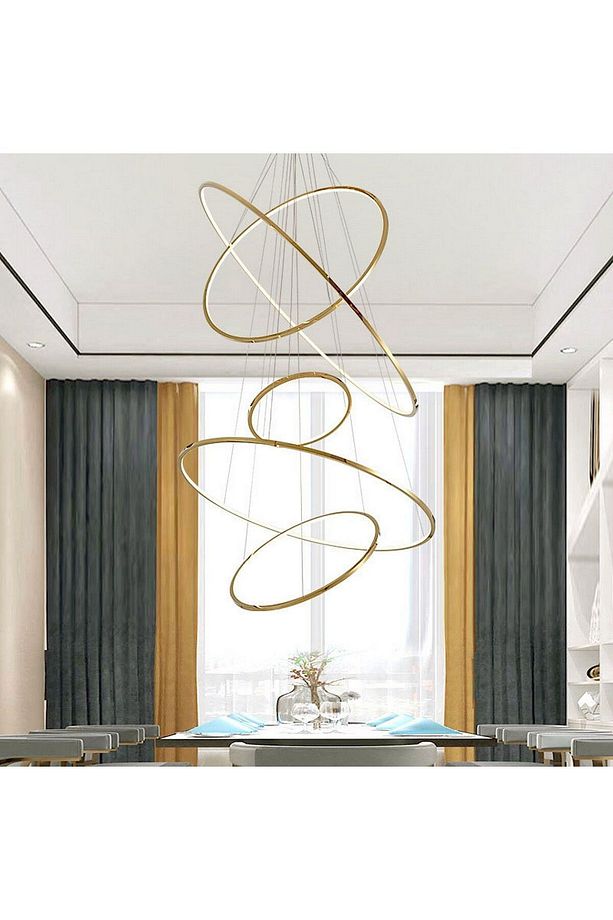 Penthouse Ledli Yüksek Tavanlar Için Çember Özel Sarkıt Led Avize - 6