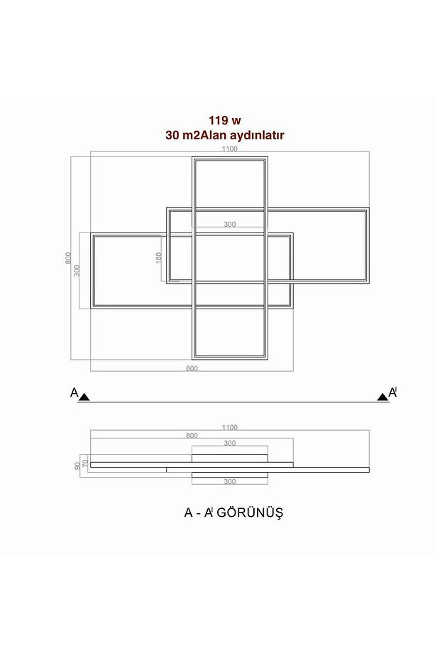 Tavan Led Avize Oblong Keskin Köşe Ø110*80 Cm - 6