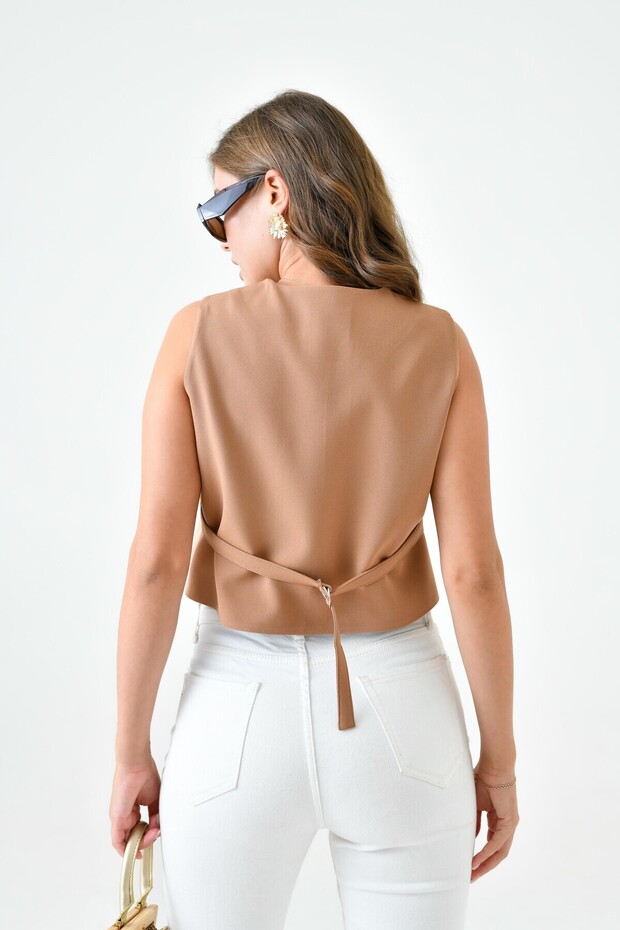 Kamel Bağlamalı V Yaka Yelek - 6