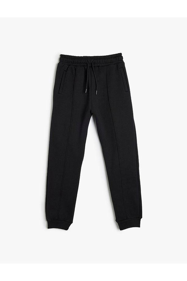 Şardonlu Beli Bağcıklı Cep Detaylı Basic Jogger Eşofman Altı - 1