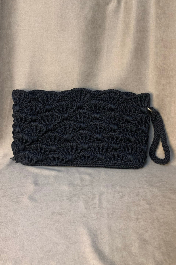 - Meryem 7194El Örgüsü Makrome İp Siyah Clutch Çanta - 3