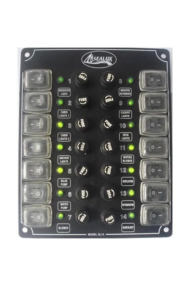 14 ANAHTARLI İZOLELİ KÜÇÜK EBATLI SWITCH PANEL / TEKNE ve KARAVAN SİGORTA PANELİ / ELEKTRİK KUMANDA - 1
