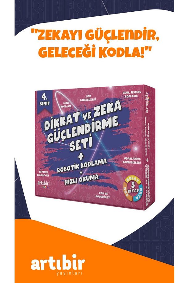 4 Sınıf-(5 KİTAP) Set Dikkat Ve Zeka Güçlendirme Hızlı Okuma Kitabım Robotik Kodlama - 1