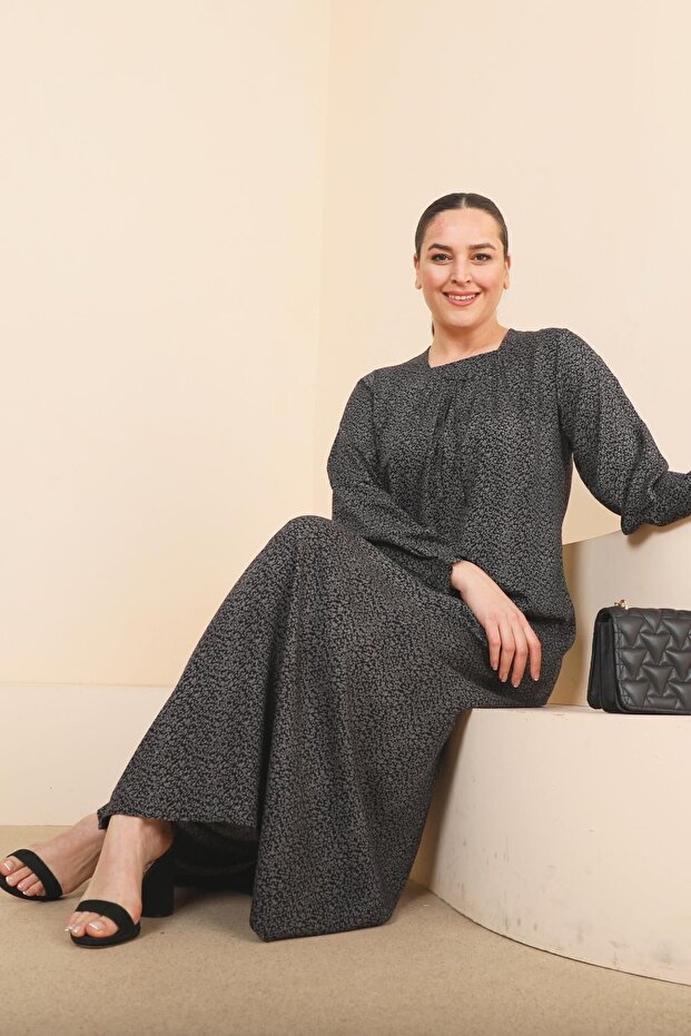 Rochie lungă de damă, cu model crocant, mărime mare - 4