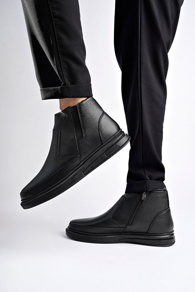 Hakiki Deri Erkek Siyah Deri Bot MRD7-0601 - 2