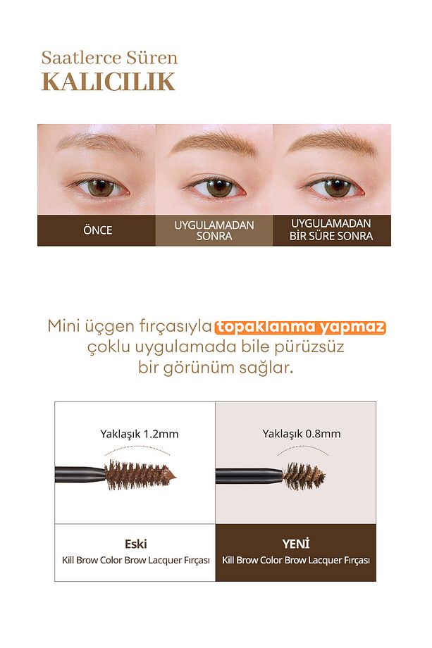 Yoğun Pigmentli, Üçgen Fırça Uçlu Kaş Maskarası CLIO Kill Brow Color Brow Lacquer (03 Peanut Brown) - 4
