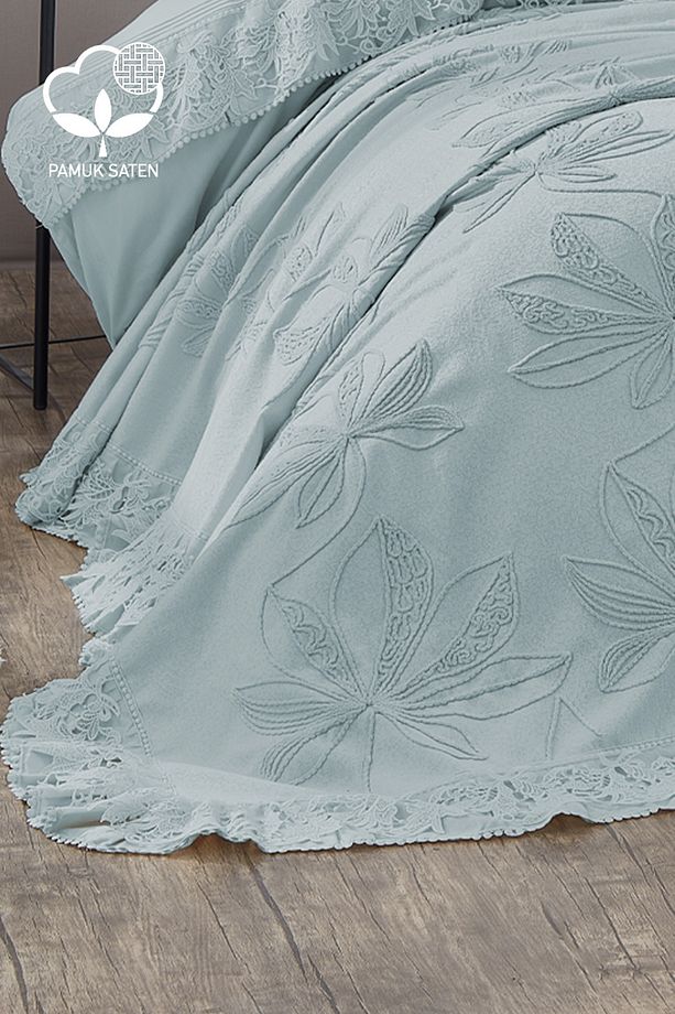 Manolya Dantelli Çift Kişilik 7 Parça Nevresim + Pike Set - 2