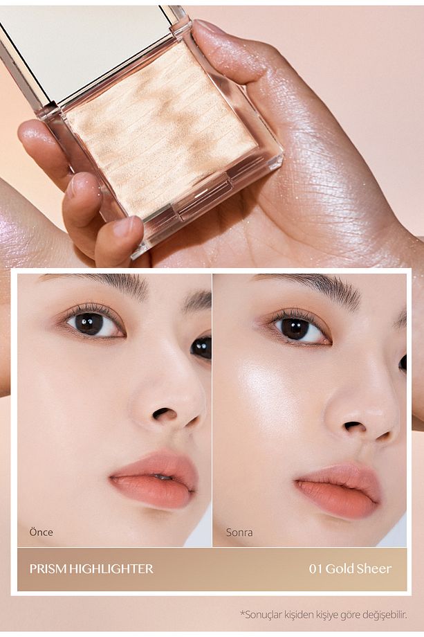 Mikro Inci Tanecikleriyle Yoğun Işıltı Sağlayan Highlighter Prism Highlighter 01 Gold Sheer - 6