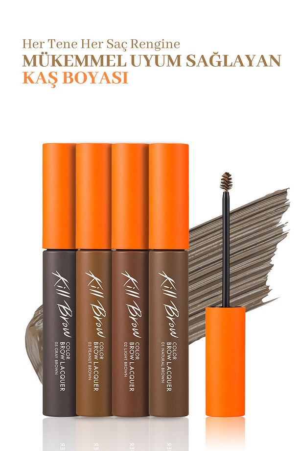 Yoğun Pigmentli, Üçgen Fırça Uçlu Kaş Maskarası CLIO Kill Brow Color Brow Lacquer (03 Peanut Brown) - 5