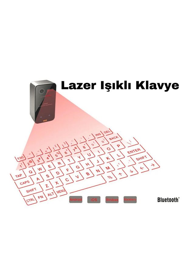 Bluetooth Lazer Klavye Şarjlı  Phone Android Tablet İçin Kablosuz Taşınabilir Projeksiyon Klavye - 1