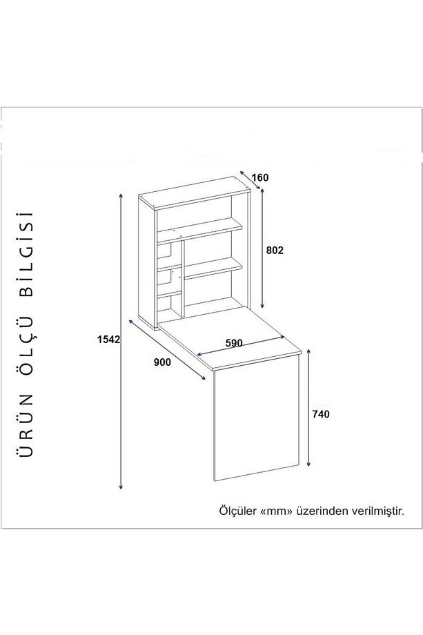 Sedir Raflı Duvara Monte Açılır Kapanır Çalışma Masası Safirmeşe - Sedir - 7