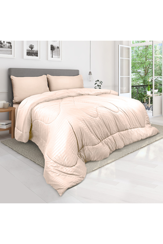 Stripe Comforter Set- Ultra Soft Brushed Microfiber Fabric, Soft Siliconized Fiber Filling