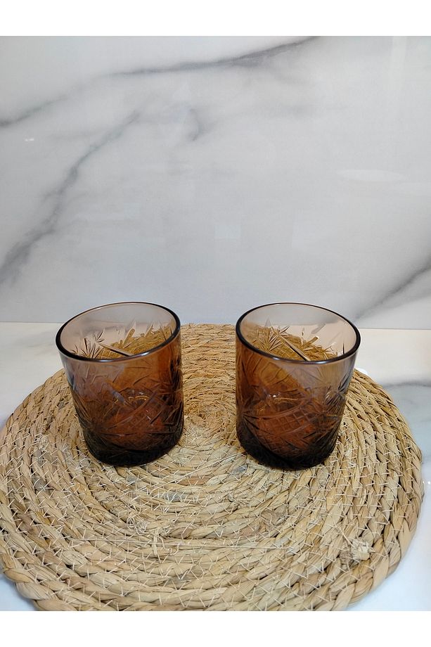 2 Lİ VİSKİ BARDAĞI AMBER 380 ML - 2