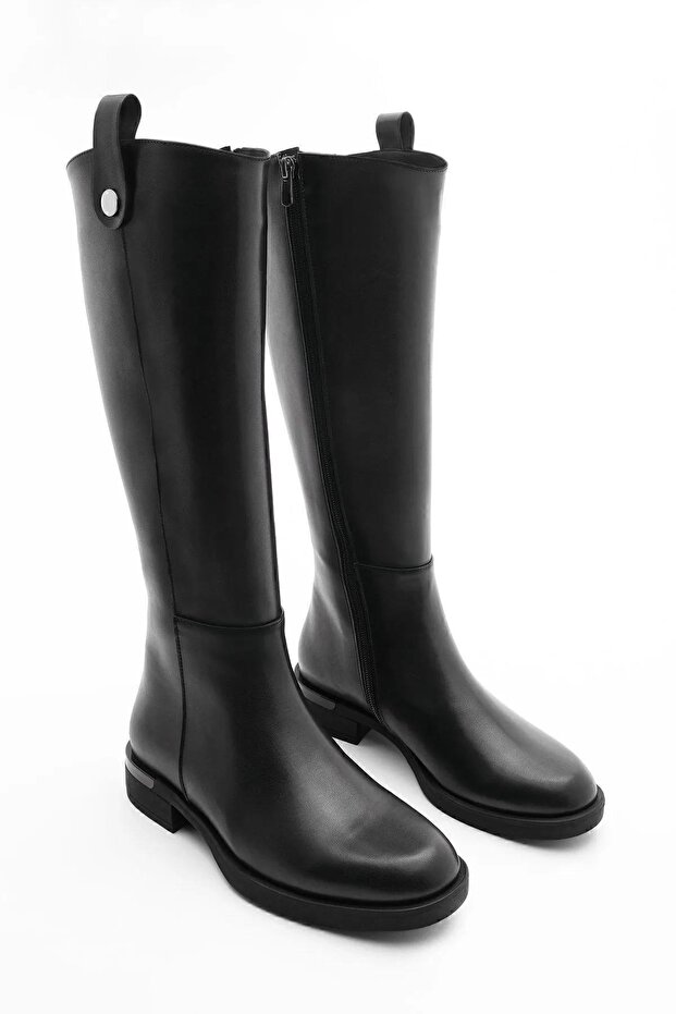 0765 Women's Side Zipper Black Riding Boots