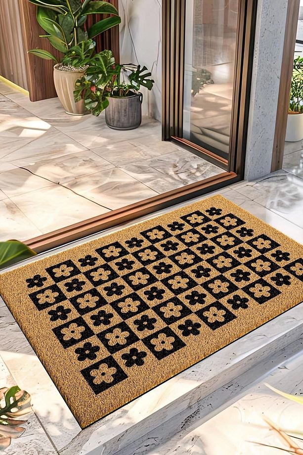 Paspas Dama Çiçek Desenli Kapı Önü Paspası 40 x 60 cm - 1