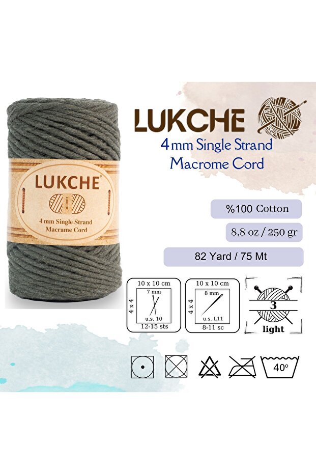 Taranan Makrome Ipi 4mm (75MT) Taranabilir Pamuk Makrome Ipi Makrame Ipi (ZEYTİN YEŞİLİ) - 5