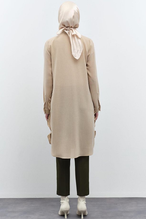 Yüksek Bel Basıc Pantolon - Haki - 5