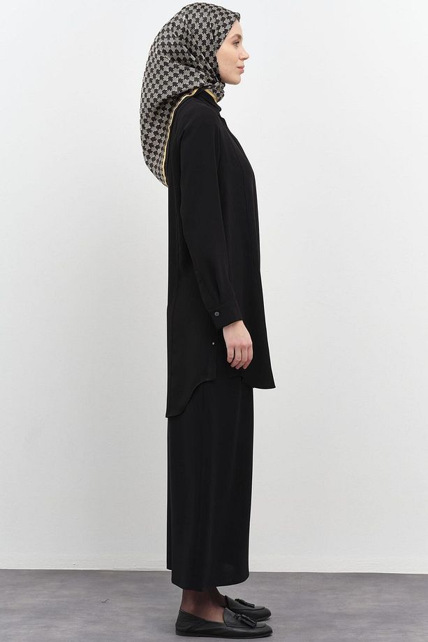 Rivet Detaylı Yırtmaçlı Tunik - Siyah - 7