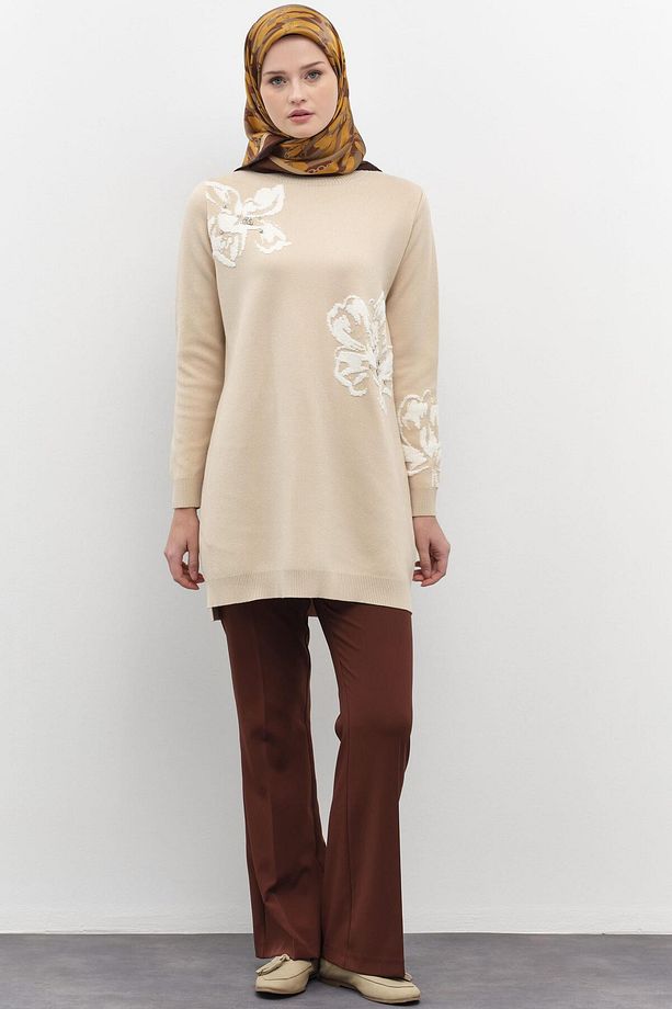 İspanyol Paça Basic Pantolon - Kahve - 3