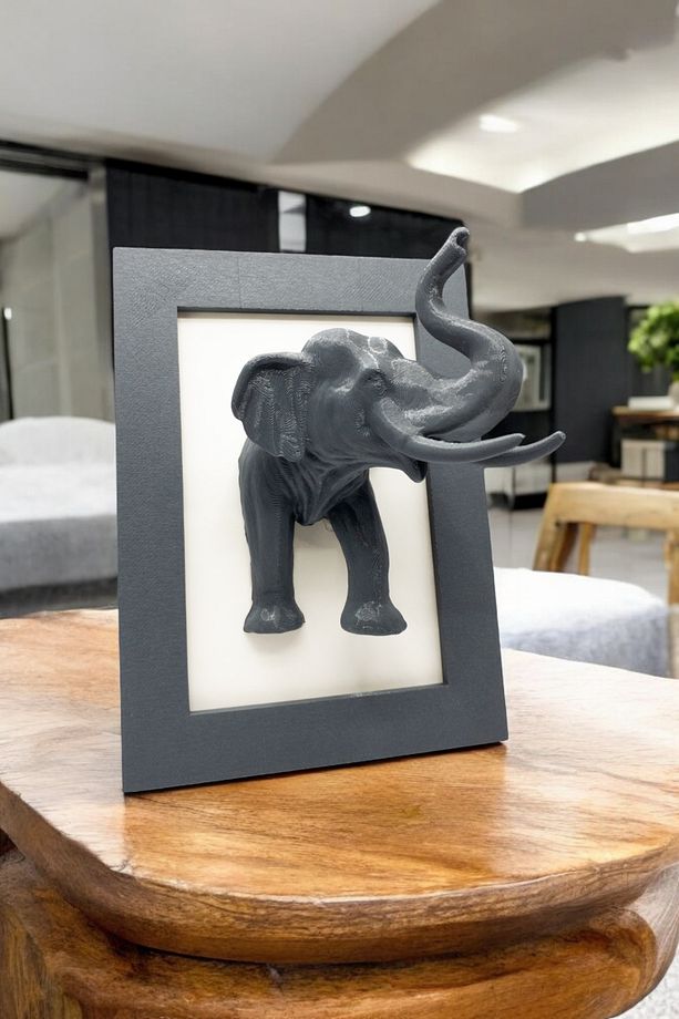 Zarif Fil Figürlü 3d Çerçeve - Şık Masaüstü Ve Duvar Dekoru 15cm - 1