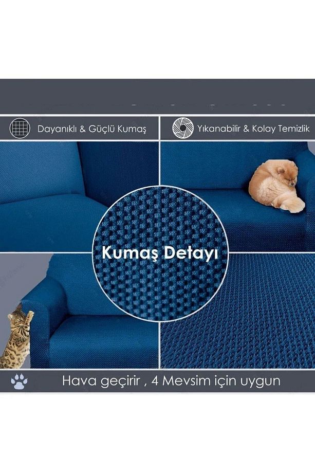 Mikropetek Streç Lastikli 3 3 1 1 Koltuk Örtüsü Takımı Kanepe çekyat örtüsü koltuk kılıfı - 2