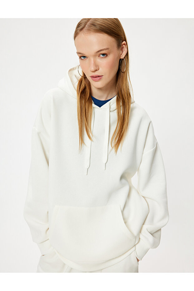 Oversize Hooded Sweatshirt Basic Kangaroo Pocket Hooded Sweatshirt