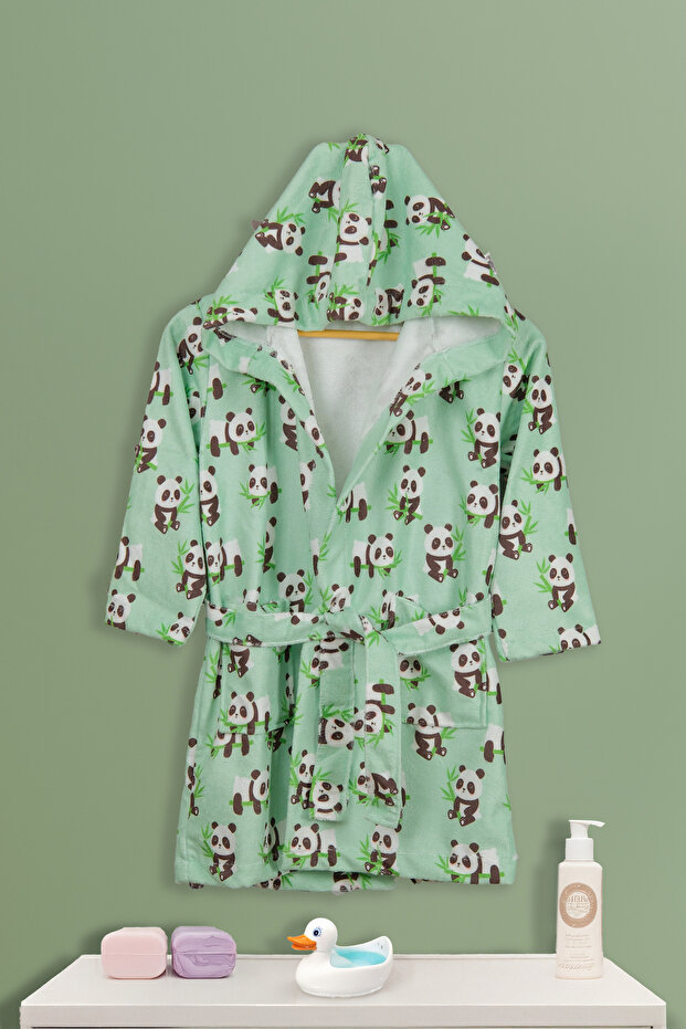 Baskılı Bambu Çocuk Bornozu - 3