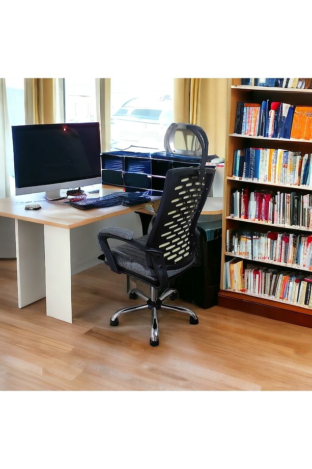 Makam Müdür Koltuğu Başlıklı Keten Kapitone Krom Çalışma Bilgisayar Yönetici Ofis Sandalyesi - 3
