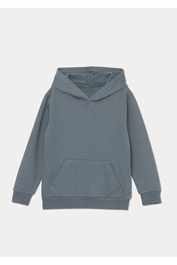 4,5,6,7,8,9,10 Years Old Children's Unprinted Winter Thick Hooded Kangaroo Pocket Sweatshirt