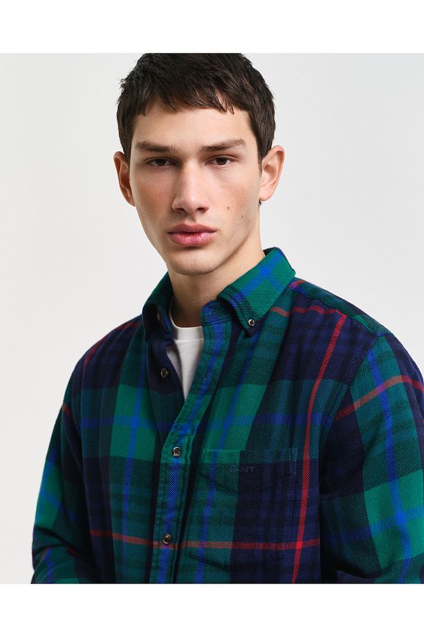 Erkek Yeşil Regular Fit Kareli Gömlek - 3