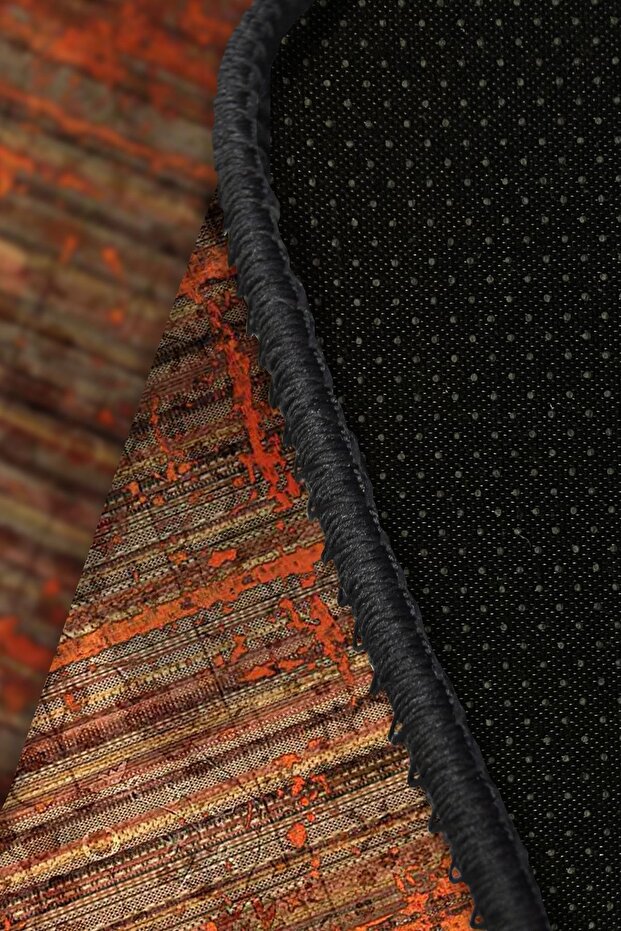 Riley Desenli Pamuk Tabanlı Yıkanabilen Kaydırmaz Antibakteriyel Şönil Salon Halısı - 4