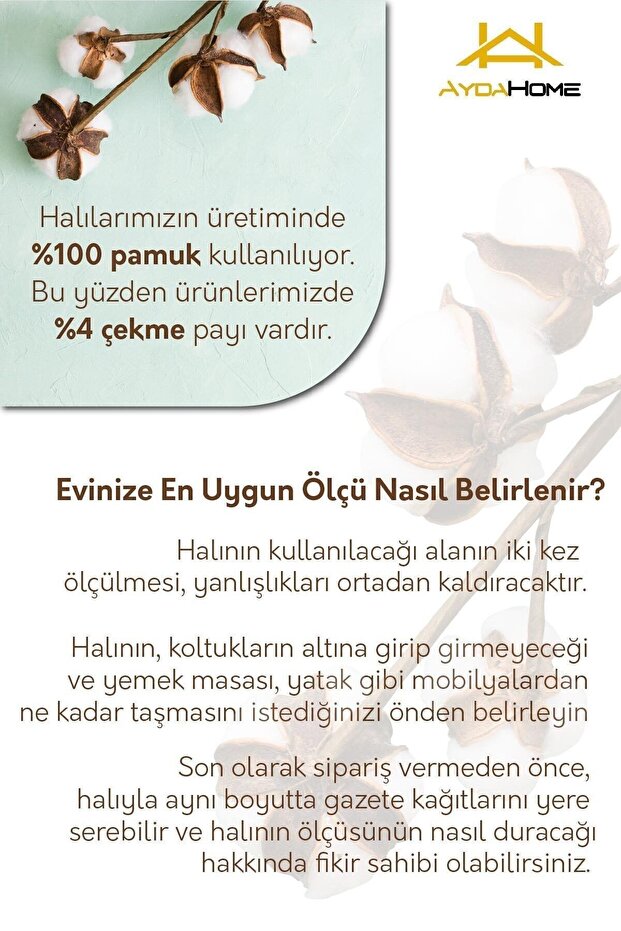 Riley Desenli Pamuk Tabanlı Yıkanabilen Kaydırmaz Antibakteriyel Şönil Salon Halısı - 8