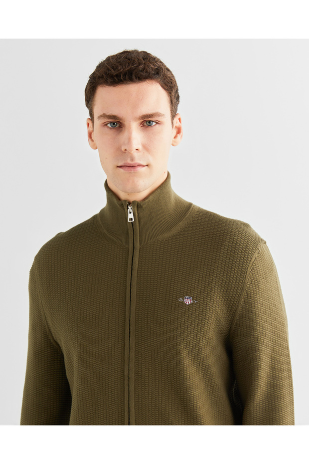 Erkek Yeşil Regular Fit Fermuarlı Hırka - 5