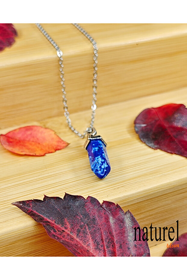 Lapis Lazuli Natural Stone Pandula Necklace Stainless Steel Chain