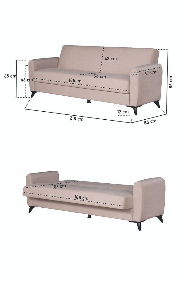 Dove Üç Kişilik Yüksek Ayaklı Kanepe Krem - 6