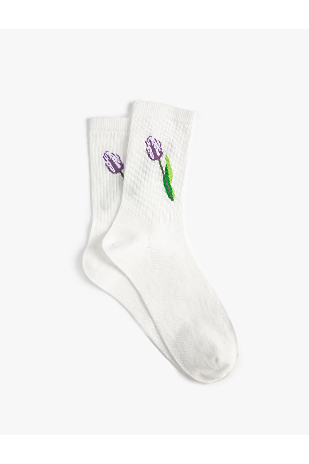 Embroidered Floral Socket Socks