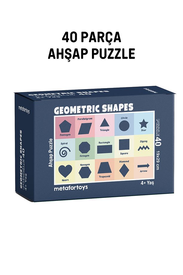 Ahşap Geometric Shapes Puzzle | 40 Parça 4+ Yaş - 1