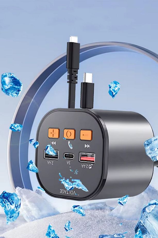100w 6 In 1 geri çekilebilir araç şarj USB tip C kablo araba Bluetooth hızlı şarj adaptörü Uyumlu - 7