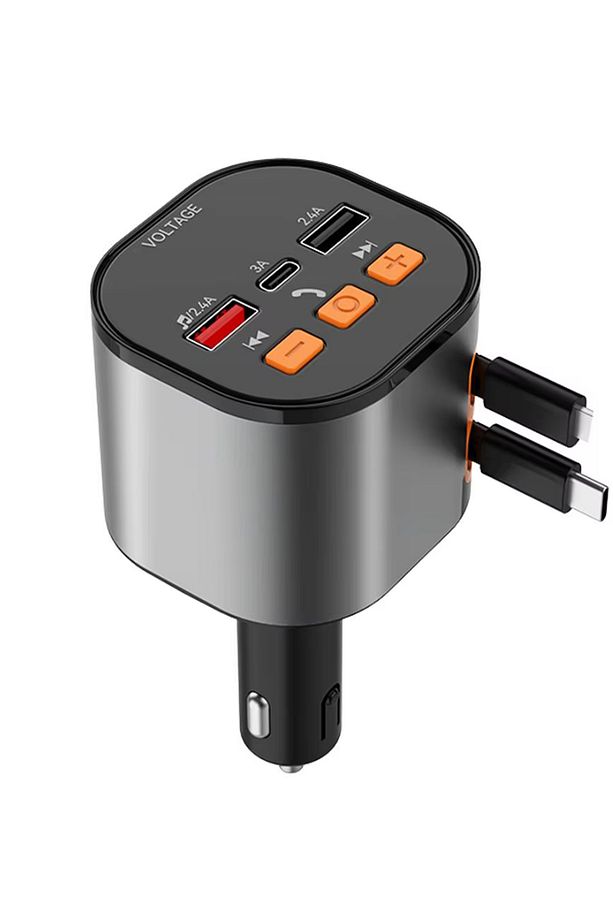 100w 6 In 1 geri çekilebilir araç şarj USB tip C kablo araba Bluetooth hızlı şarj adaptörü Uyumlu - 2