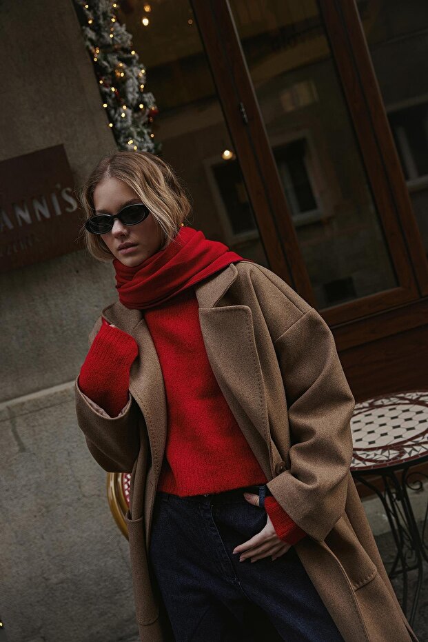 Eșarfă bidirecțională roșu-visiniu - 3