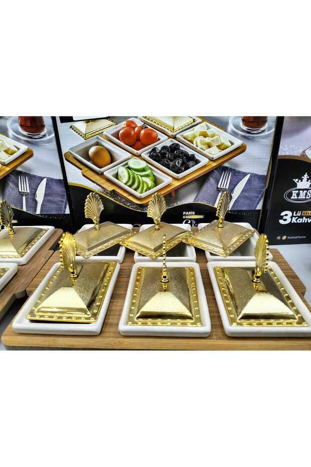 Luxury Ceramic 6-Piece Luxury Breakfast with Wooden Tray