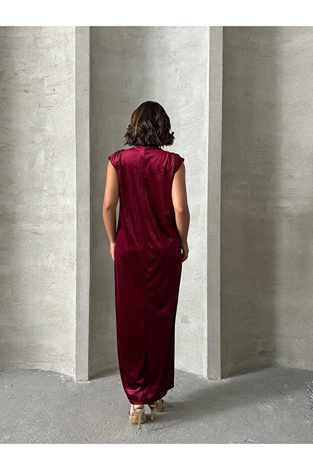 MISSEL0219 Model Rochie lungă, dreaptă, din catifea - 7