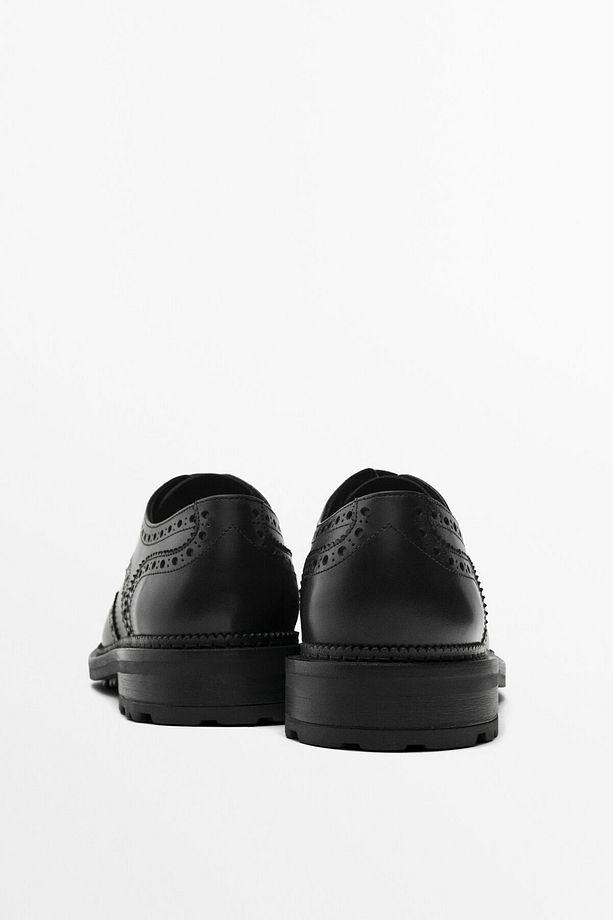 Siyah deri brogue ayakkabı - 4