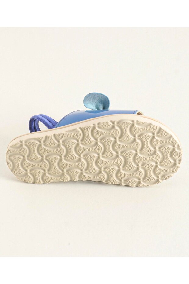 صندل مزين بفيونكة بلون أزرق سادة - 5