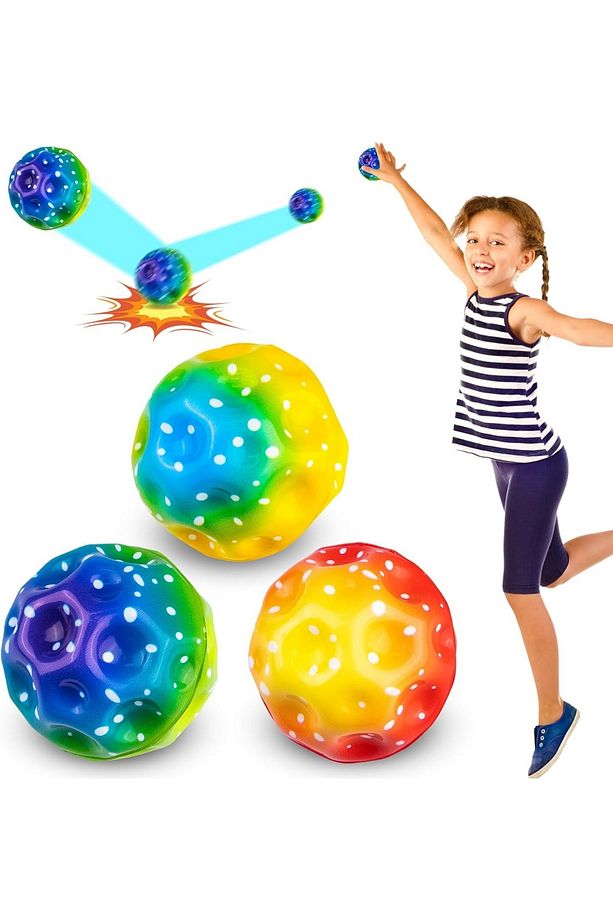 Ay Şeklinde Rengarenk Yükseğe Zıplayan Top Süper Uzay Topu Stres Topu Bouncer Ball 1 Adet - 1