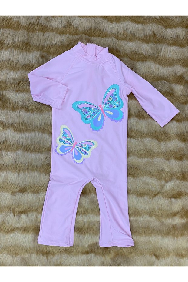 Female Child Swimwear Long-Sleeve Jumpsuit Quick-Drying Fabric Semi-Tape Swimwear