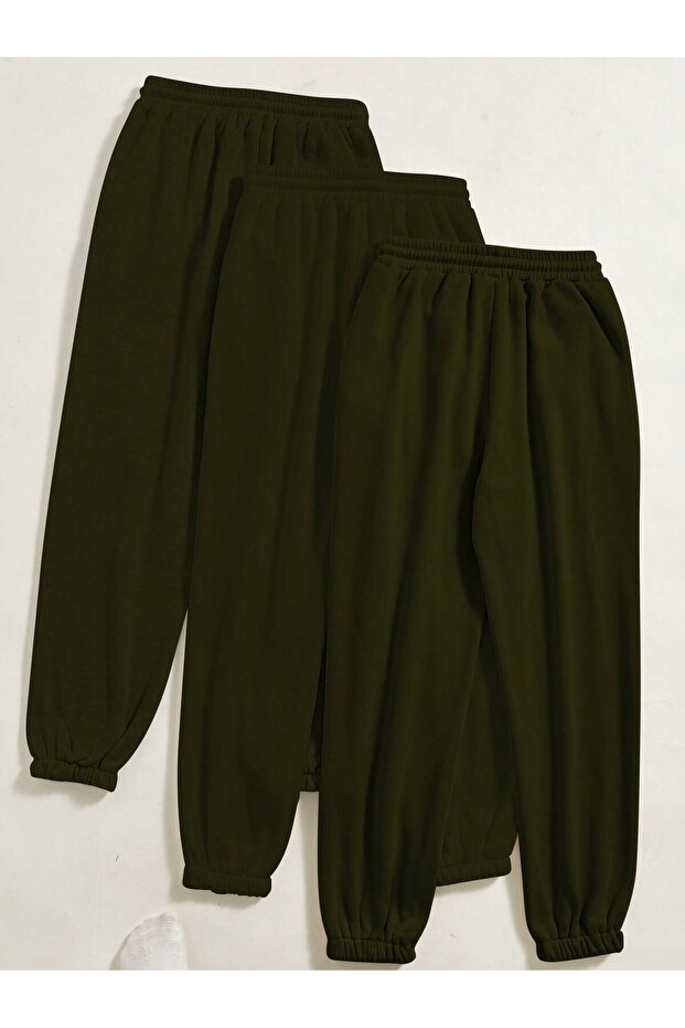 Three-Piece Elastic Sweatpants Three-Thread Raster Thick Fabric Set - 3